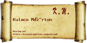 Kulacs Márton névjegykártya